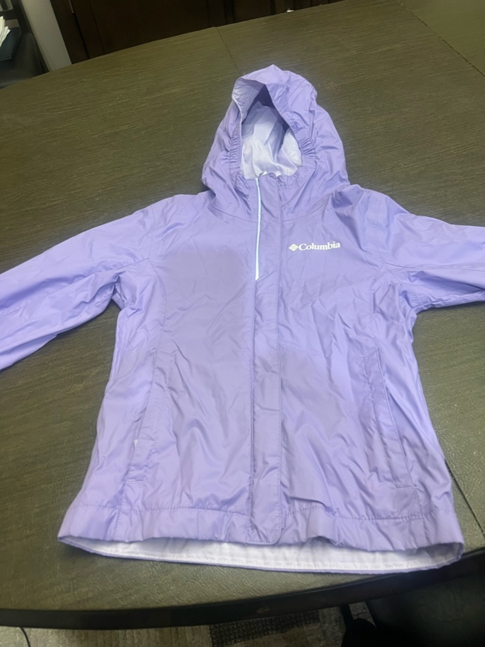 Columbia Purple Hooded Kids Rain Jacket